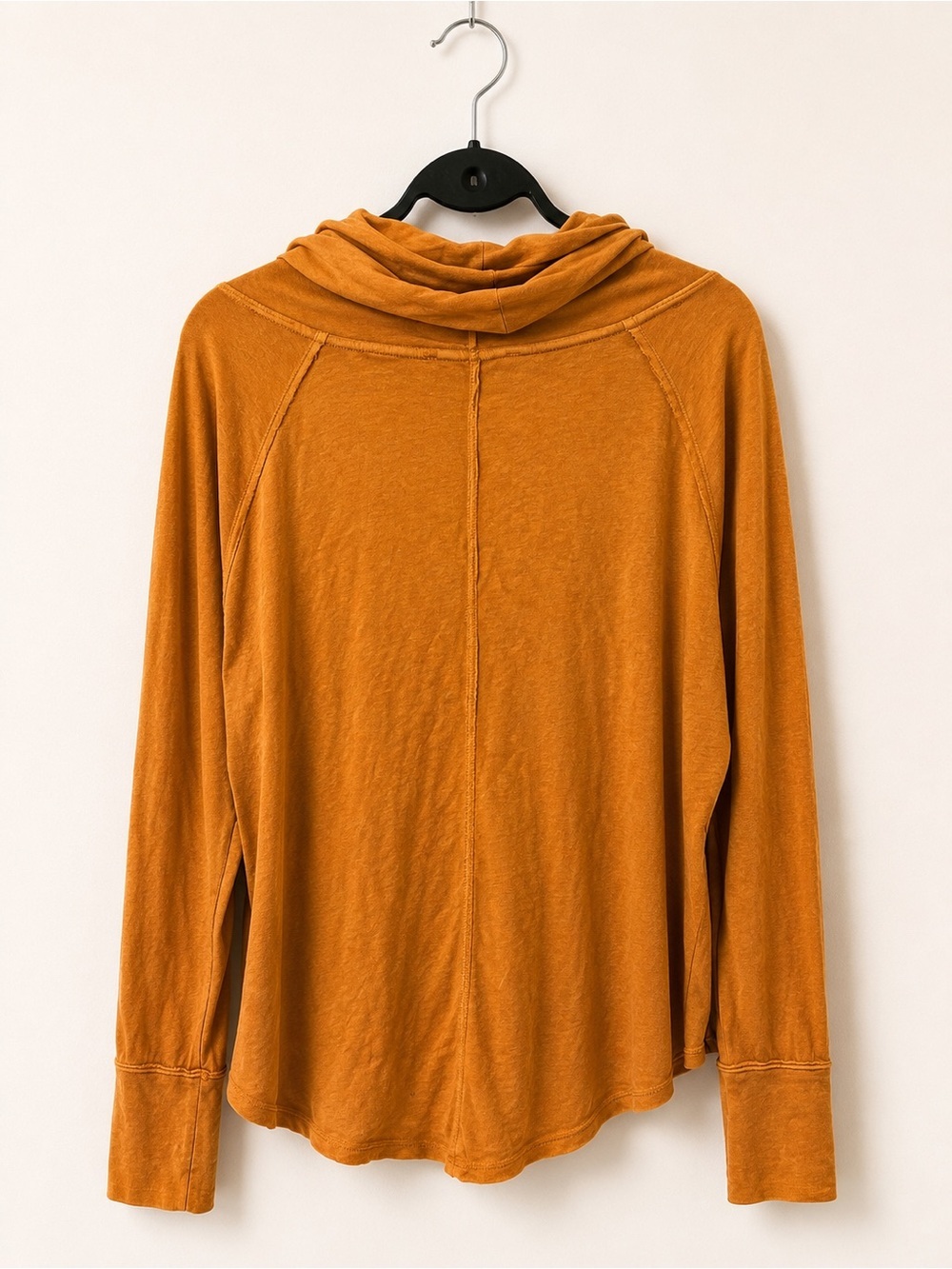 Free People We The Free 100% Cotton Cowl Neck Long Sleeve Top | Camel | Small - Picture 3 of 8